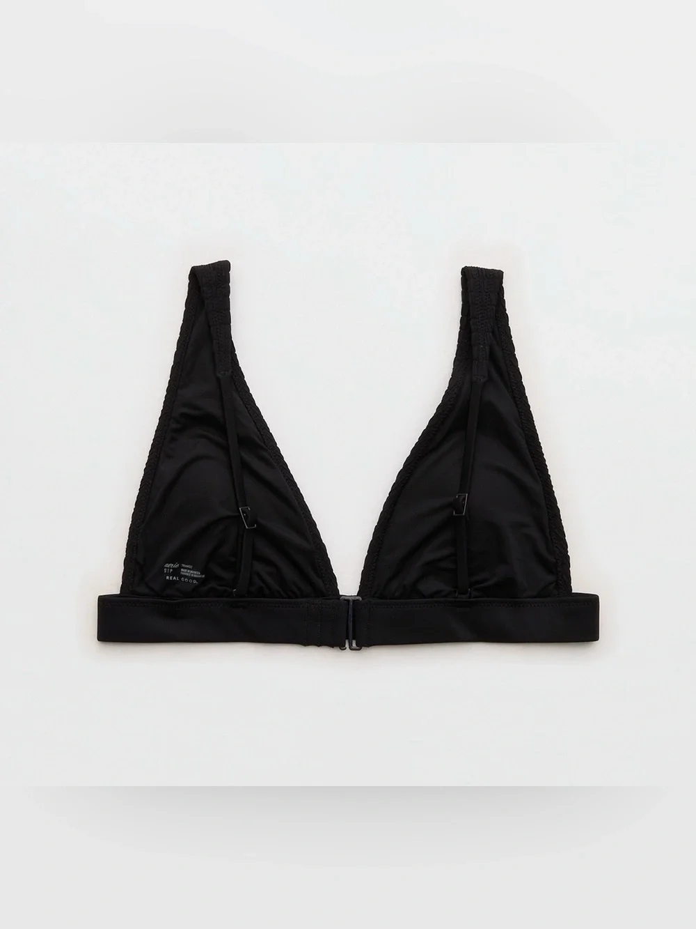 NWT Aerie Banded Plunge Smocked Bikini Top Black Size M